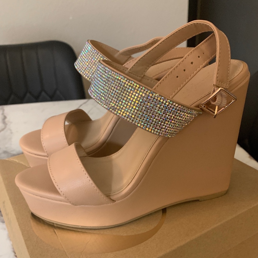 Charlotte Russe Wedges with iridescent stones